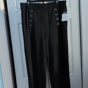 Ellen Tracy Black Double-Button Trousers